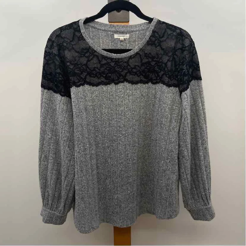 Maurices Women's Size XL Gray Lace Long Sleeve Shirt