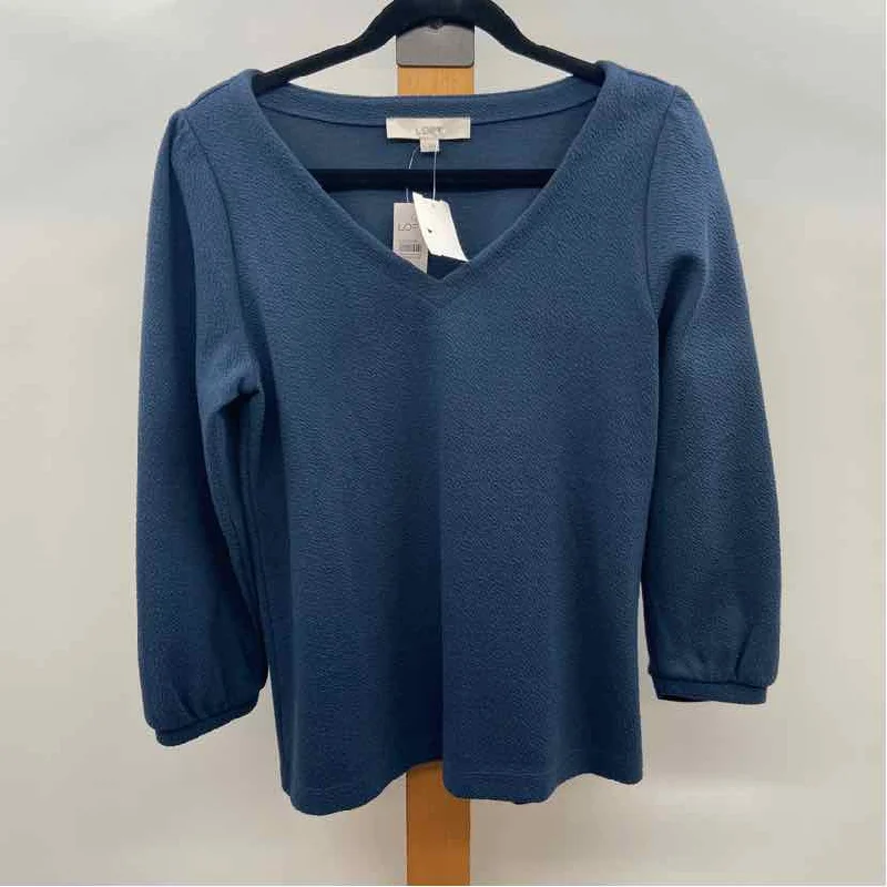 Loft Women's Size S Blue Solid Long Sleeve Shirt