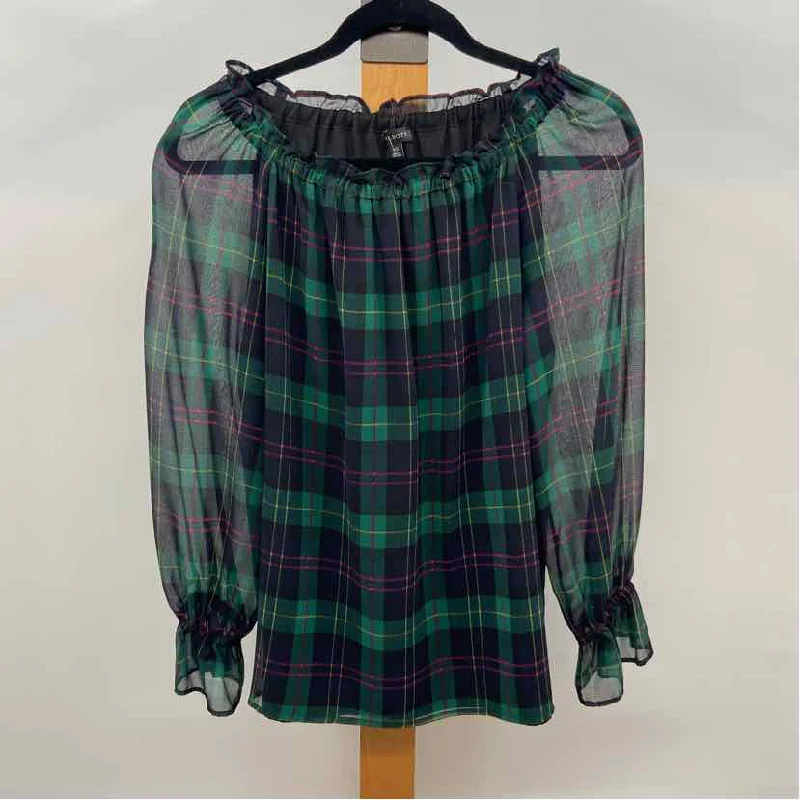 Talbots Women's Size XS Green Plaid Long Sleeve Shirt