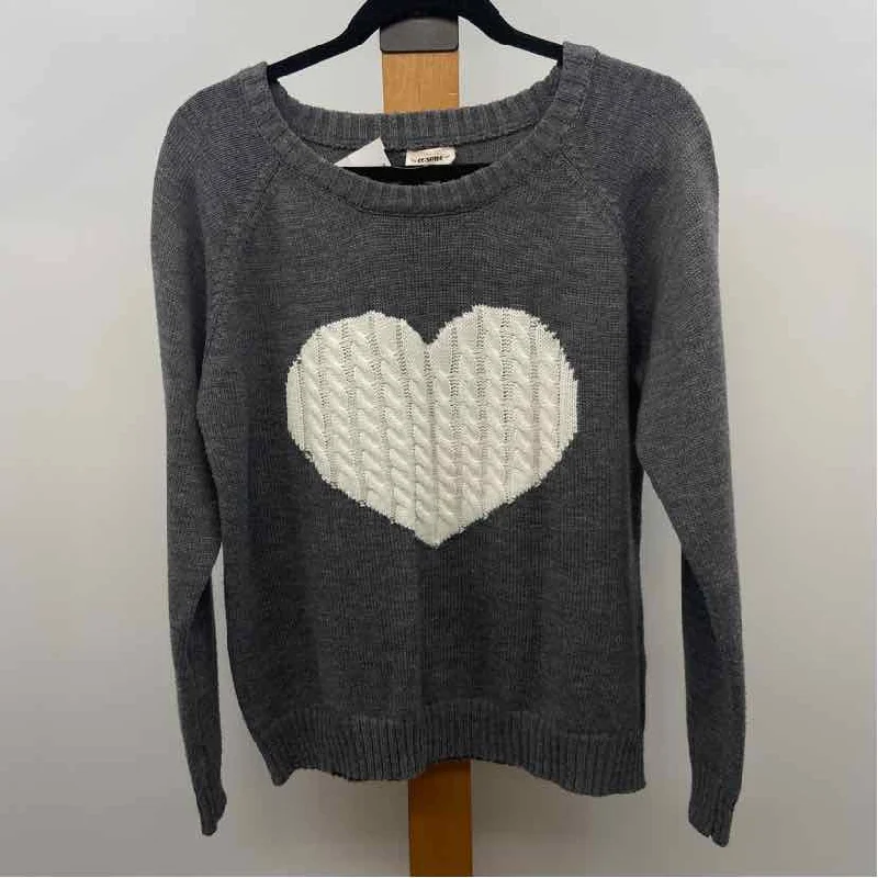 EE Some Women's Size M/L Gray Hearts Sweater