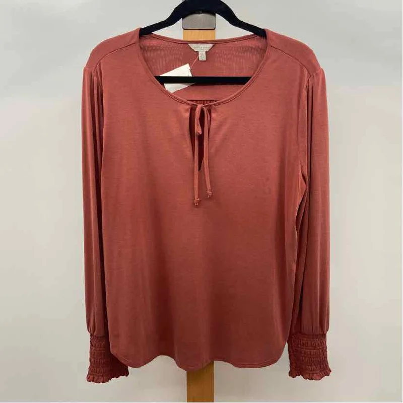 Lucky Brand Women's Size L Rust Solid Long Sleeve Shirt