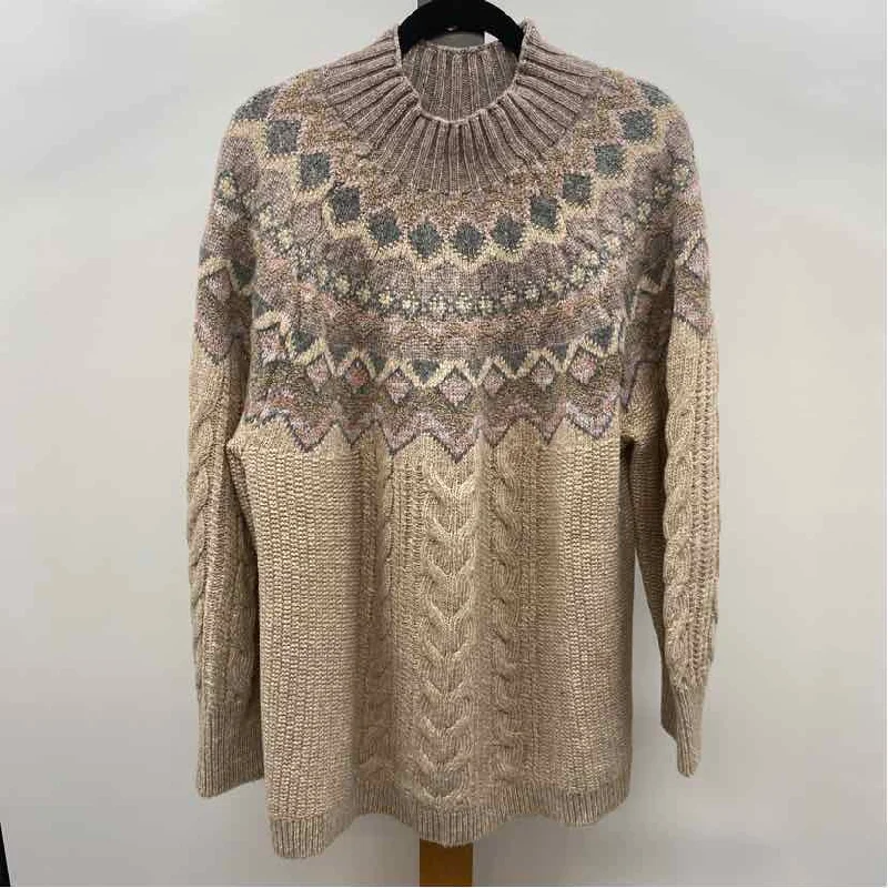 Chico's Women's Size XXL Tan Fair Isle Sweater