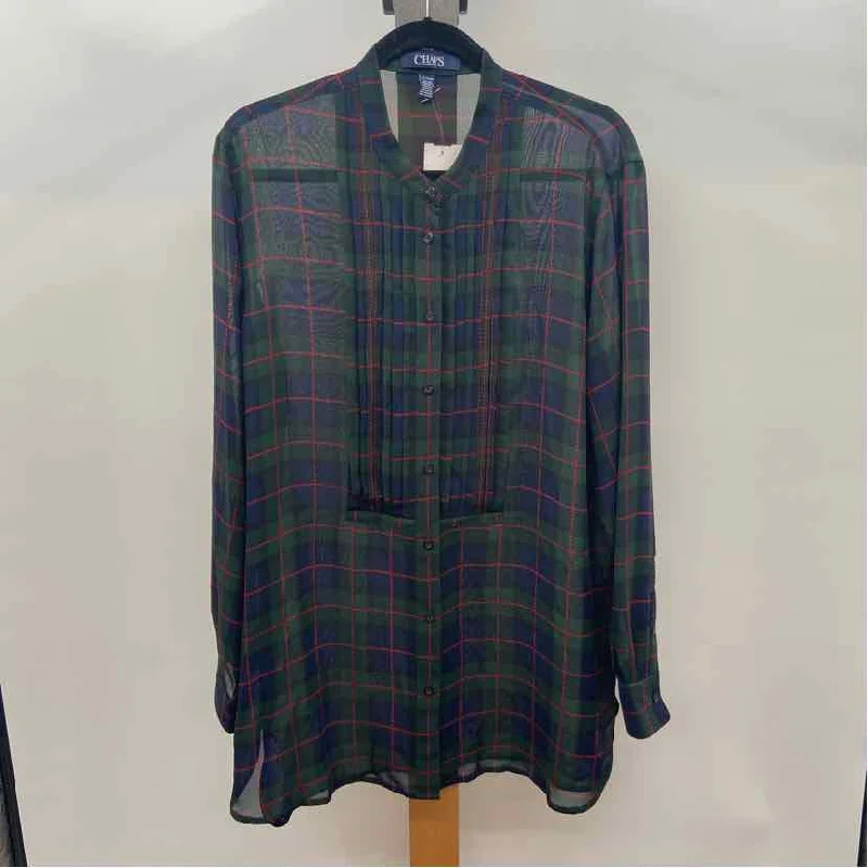 Chaps Women's Size XL Green Plaid Tunic