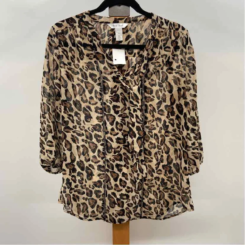 White House Black Market Women's Size S Brown Animal Print Long Sleeve Shirt