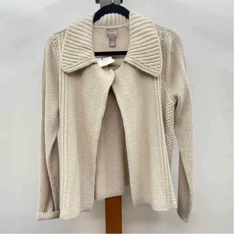 Chico's Women's Size M Beige Textured Cardigan