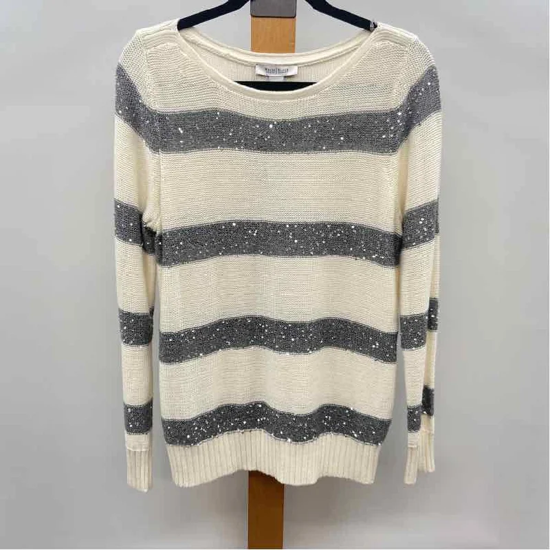 White House Black Market Women's Size L Ivory Stripe Sweater