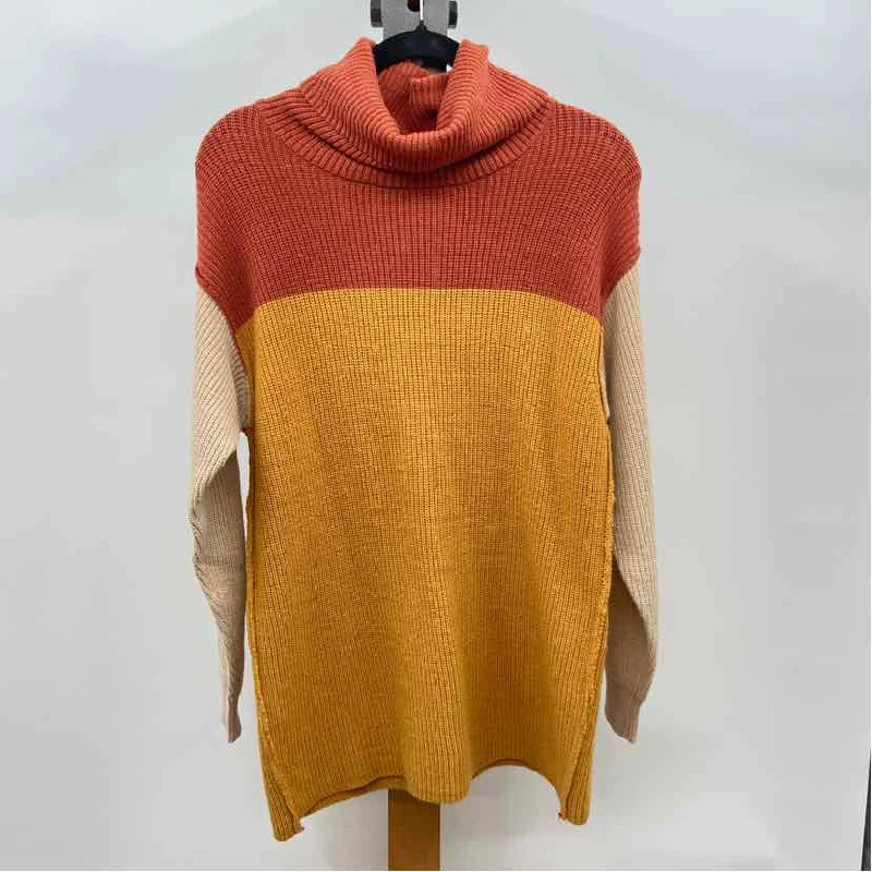 By Together Women's Size S Mustard Yellow Color Block Sweater