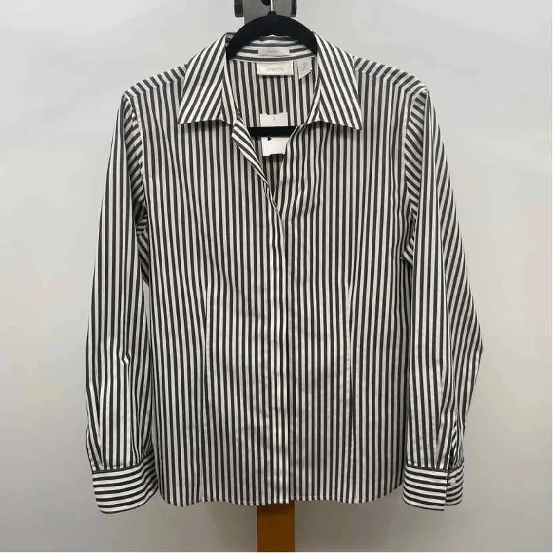 Chico's Women's Size L Black Stripe Long Sleeve Shirt