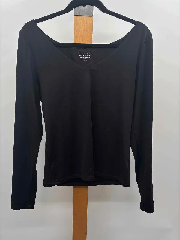 Tahari Women's Size L Black Solid Long Sleeve Shirt