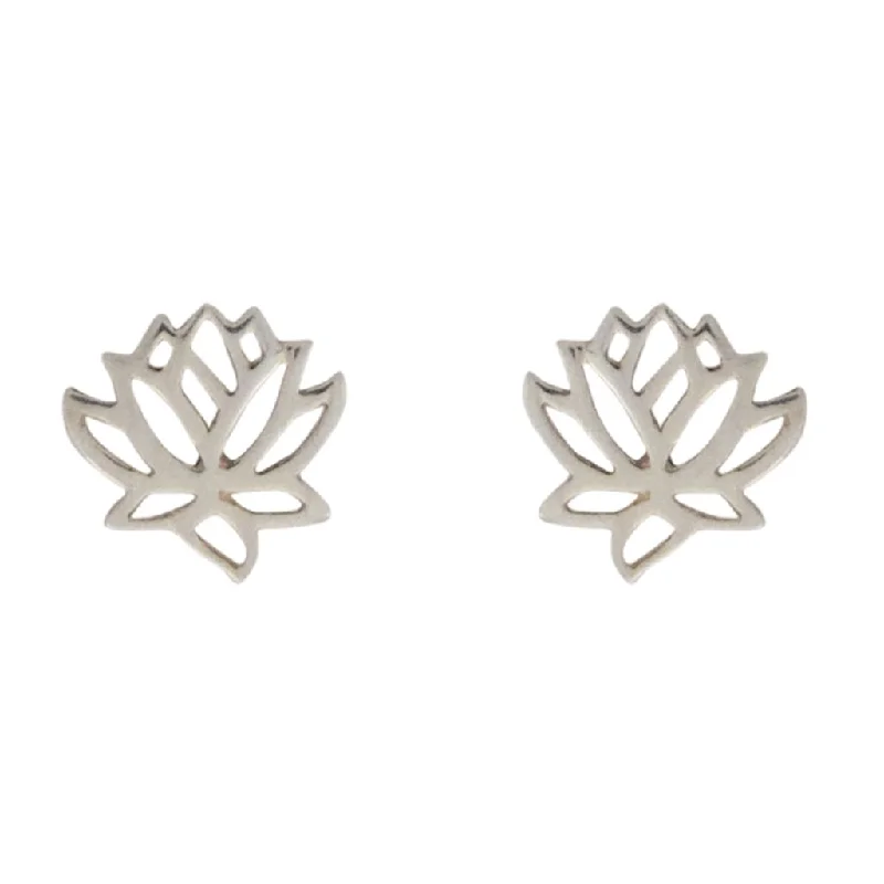 Tiny Charm Post Earrings-Lotus Flower