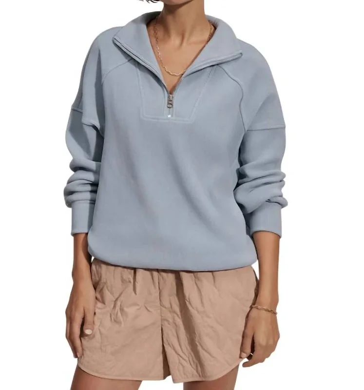 Rhea Half Zip Sweatshirt In Ashley Blue