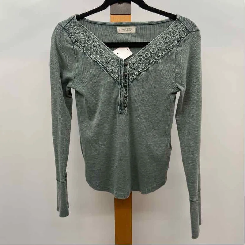 Lucky Brand Women's Size S Green Textured Long Sleeve Shirt