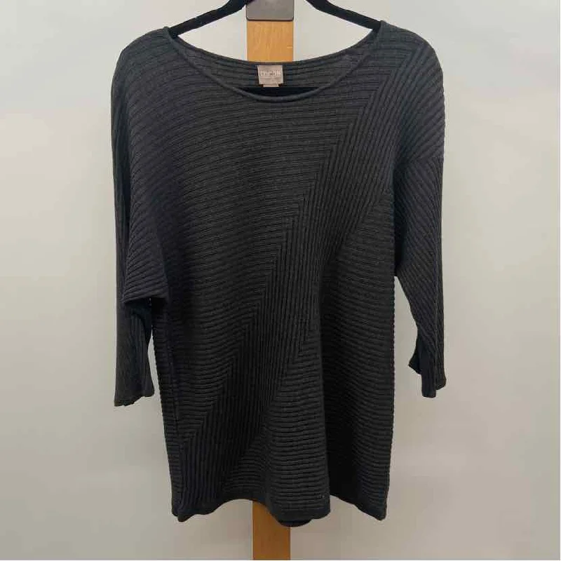 Chico's Women's Size L Charcoal Ribbed Sweater