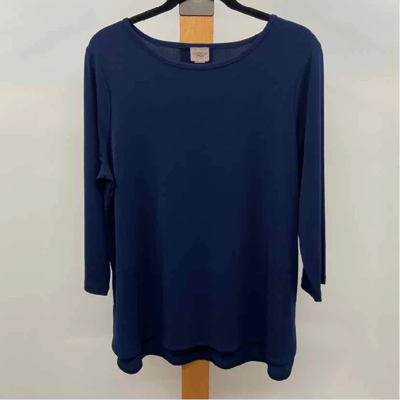 Chico's Women's Size L Navy Solid Long Sleeve Shirt