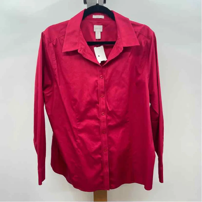 Chico's Women's Size XL Red Solid Long Sleeve Shirt