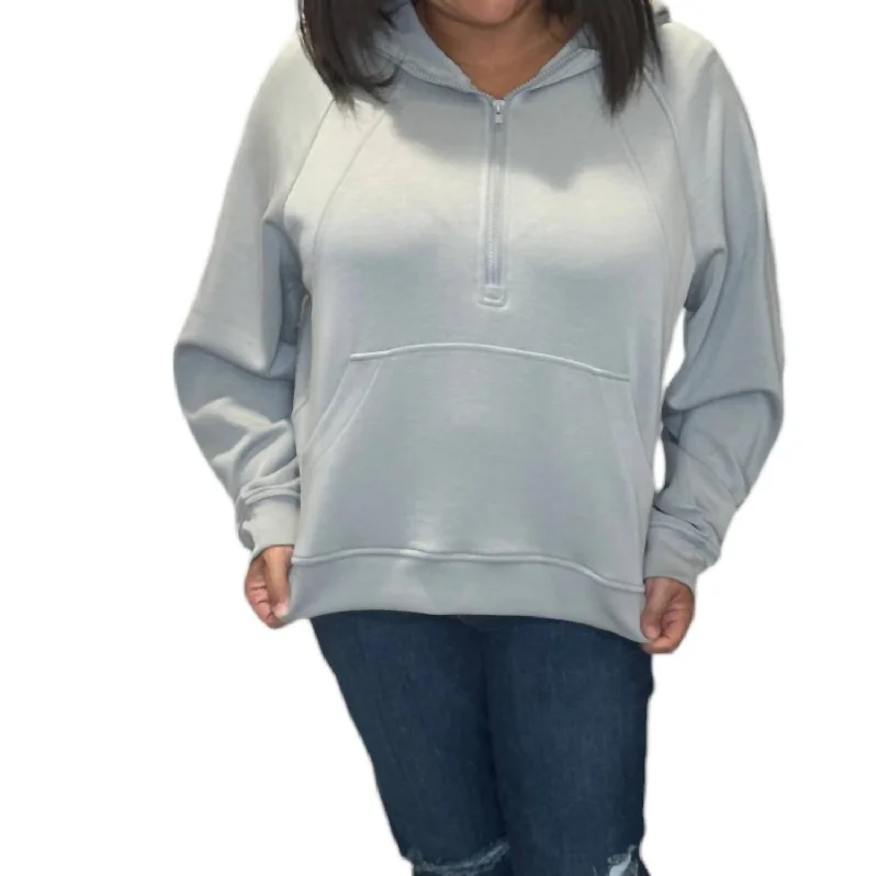 Scuba Half-Zip Hooded In Cloud