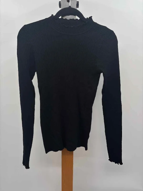 dreamers by debut Women's Size L Black Ribbed Long Sleeve Shirt