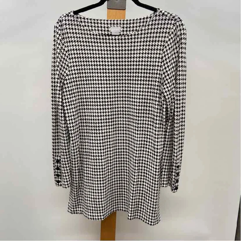 Chico's Women's Size M Black Houndstooth Tunic