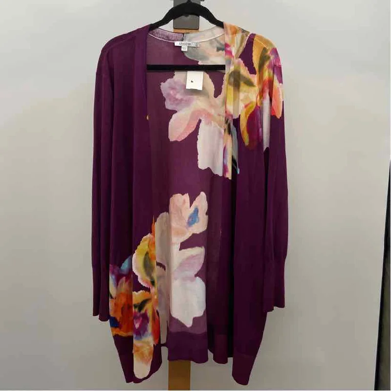 Chico's Women's Size XXL Purple Floral Cardigan