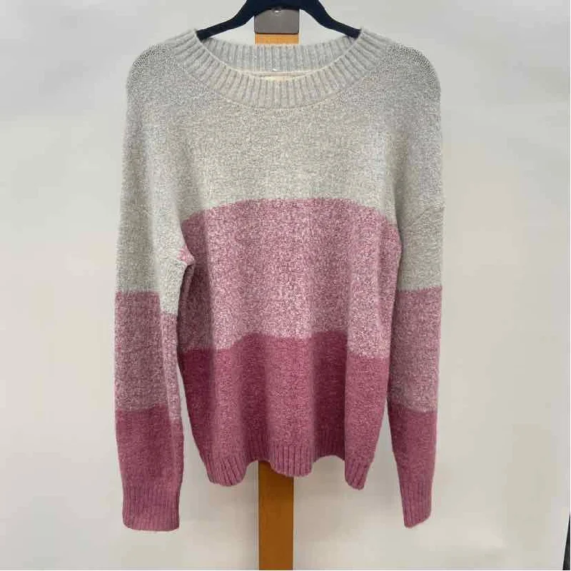 Mystree Women's Size L Dusty Rose Color Block Sweater