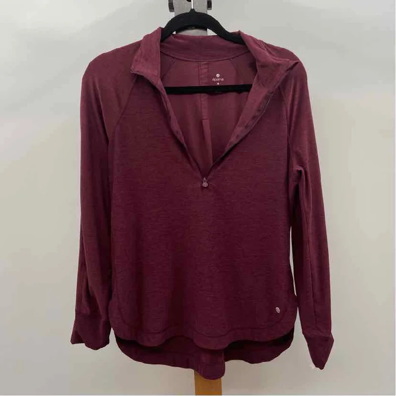 apana Women's Size M maroon Heathered Long Sleeve Shirt