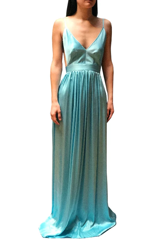 Contrarian Silk Evening Dress - Baby Blue