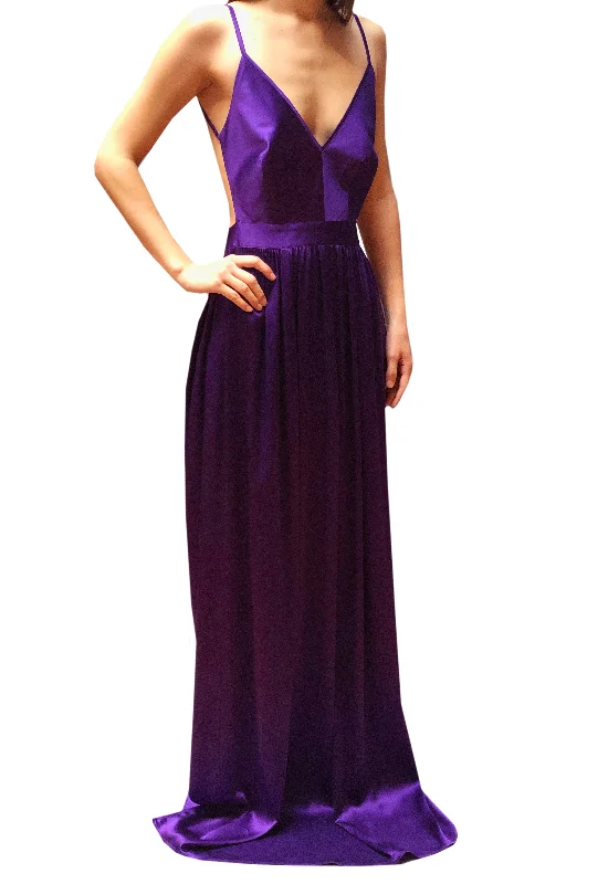 Contrarian Silk Evening Dress - Purple