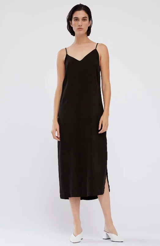 Cupro Slip Dress - Black