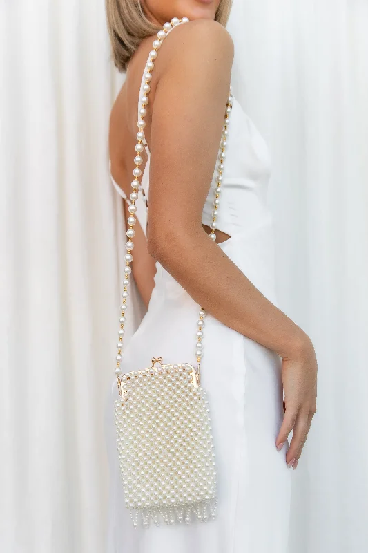 Manon Small Beaded Bag - Pearl