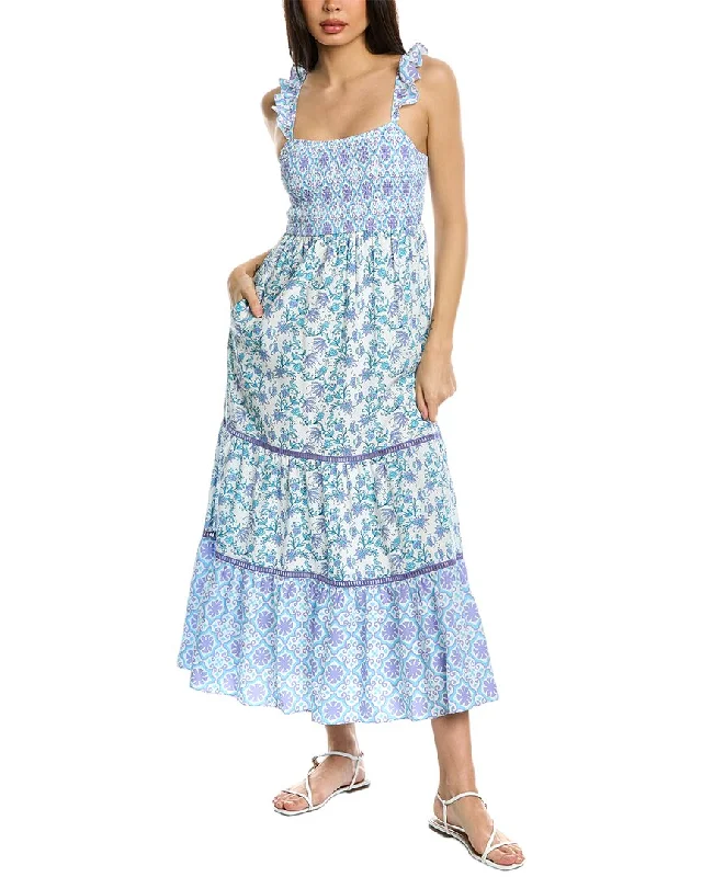 Celina Moon Smocked Midi Dress