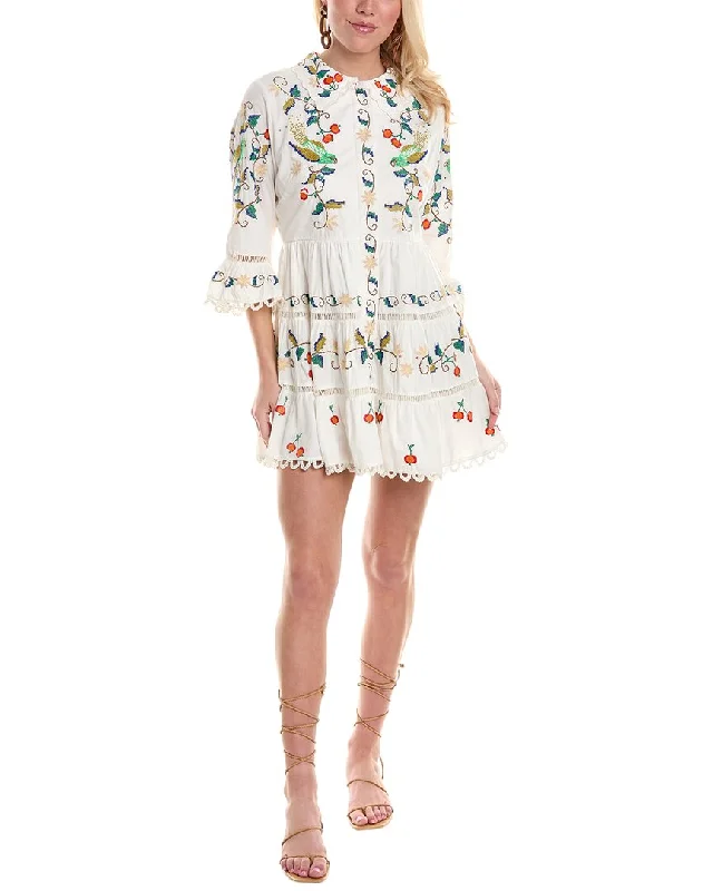 FARM Rio Pitanga Embroidered Mini Dress