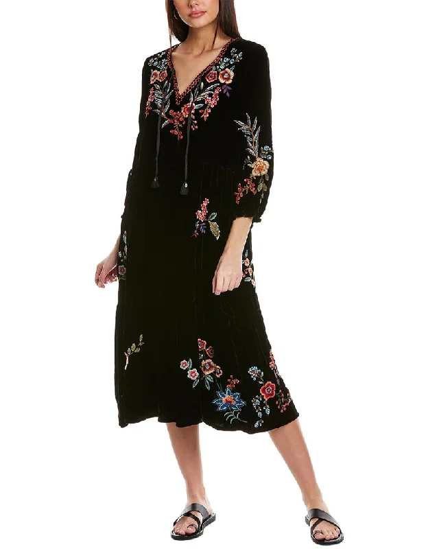 Johnny Was Ardell Velvet Boho Silk-Blend Midi Dress