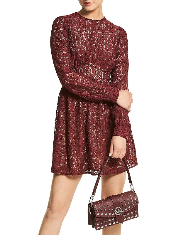 Womens Lace Mini Fit & Flare Dress