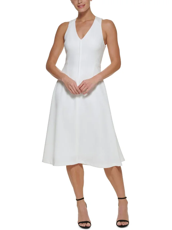 Womens Sleeveless V-Neck Midi Dress