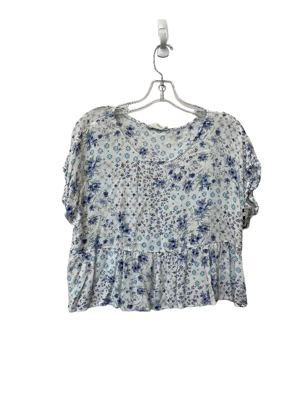 Blue Top Short Sleeve Hippie Rose, Size S