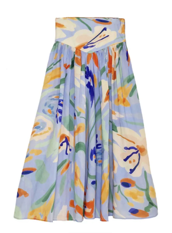 Clavel Skirt Jaleo Celeste In Light Blue Multi