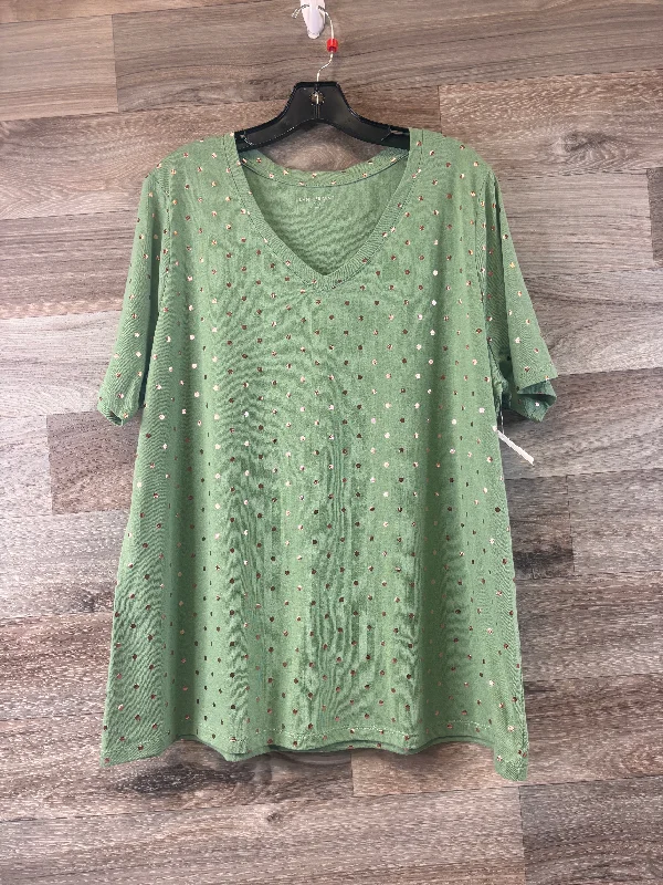 Green & Pink Top Short Sleeve Basic Lane Bryant, Size Xl