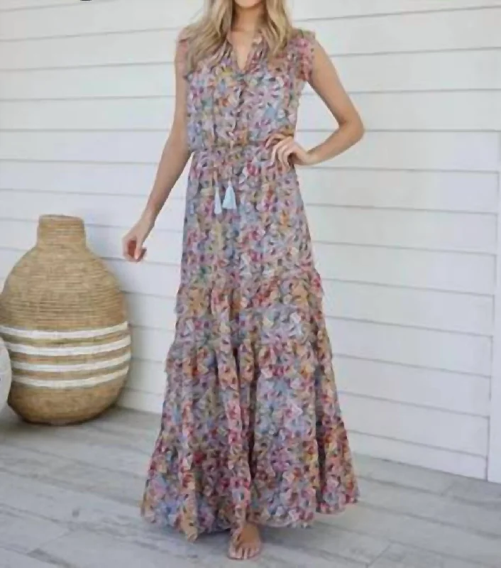 Hazel Maxi Dress In Blue Floral