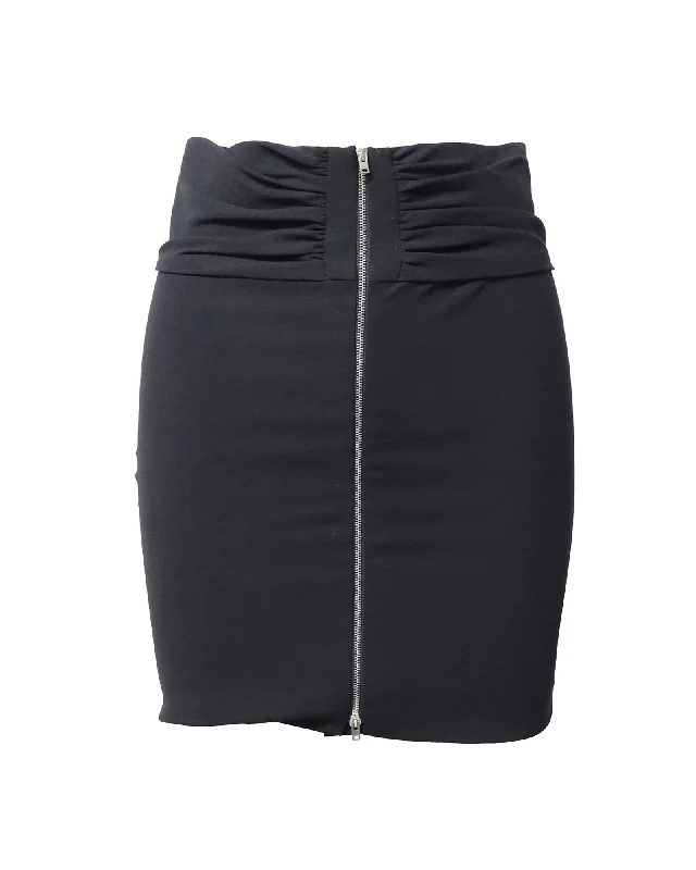 Iro Torie Gathered Pencil Skirt in Black Acetate