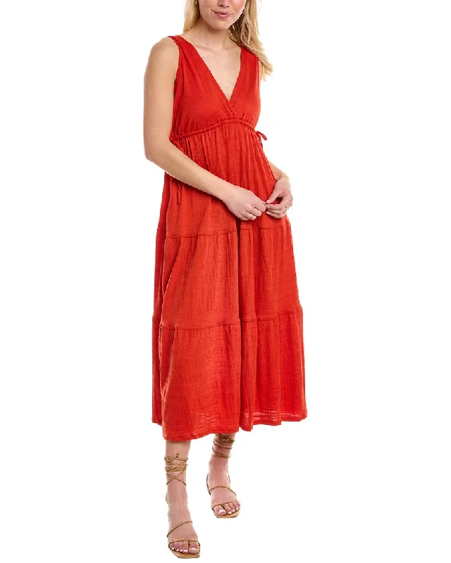 Max Studio V-Neck Tiered Maxi Dress