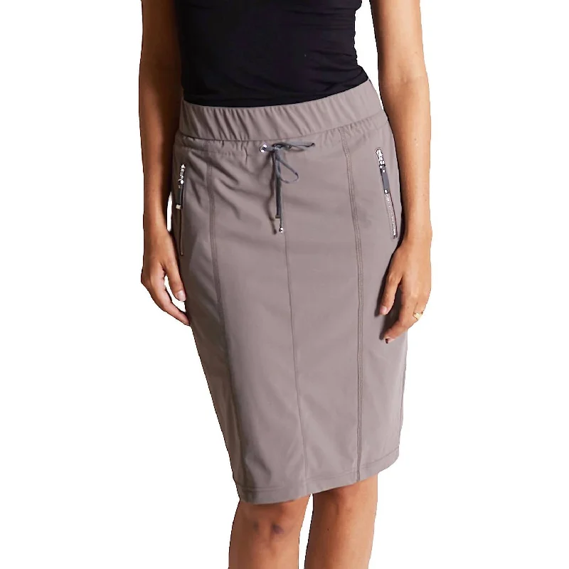 Nele Knee Length Skirt In Warm Grey