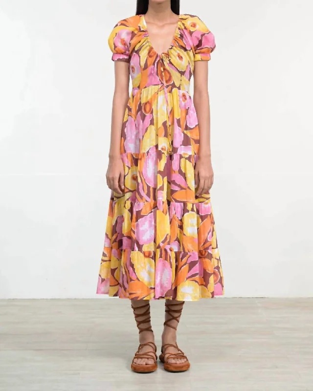 Norma Maxi Dress In Euphoric Bloom Paprika