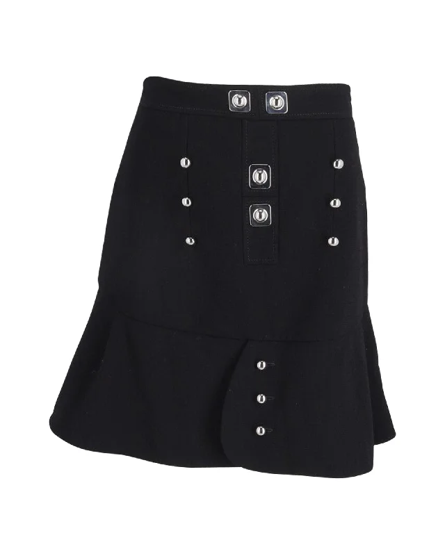 Peter Pilotto Mini Ruffled Fluted Skirt in Black Wool