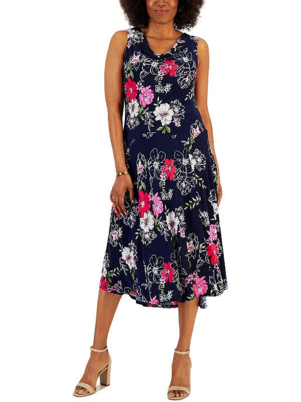 Petites Womens Slouchy Long Maxi Dress