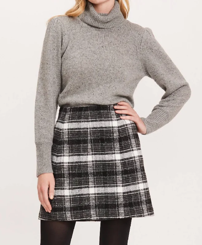 Plaid Panel Mini Skirt In Black Multi