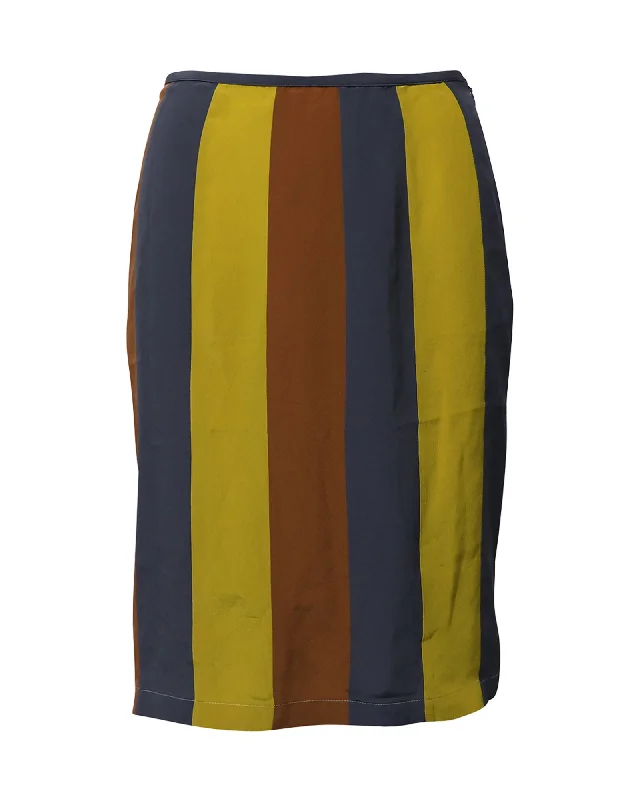 Prada Striped Skirt in Multicolor Silk