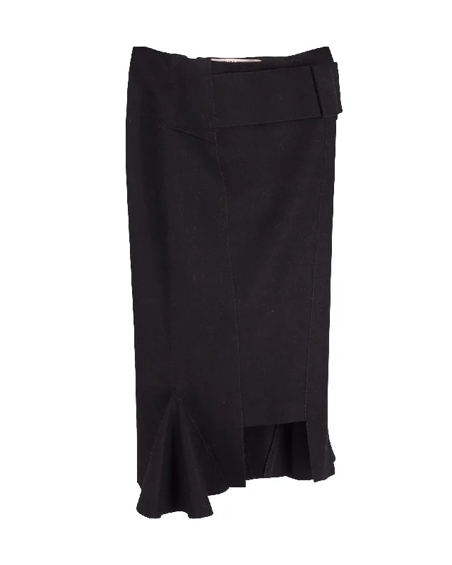 Roland Mouret Midi Skirt in Black Wool