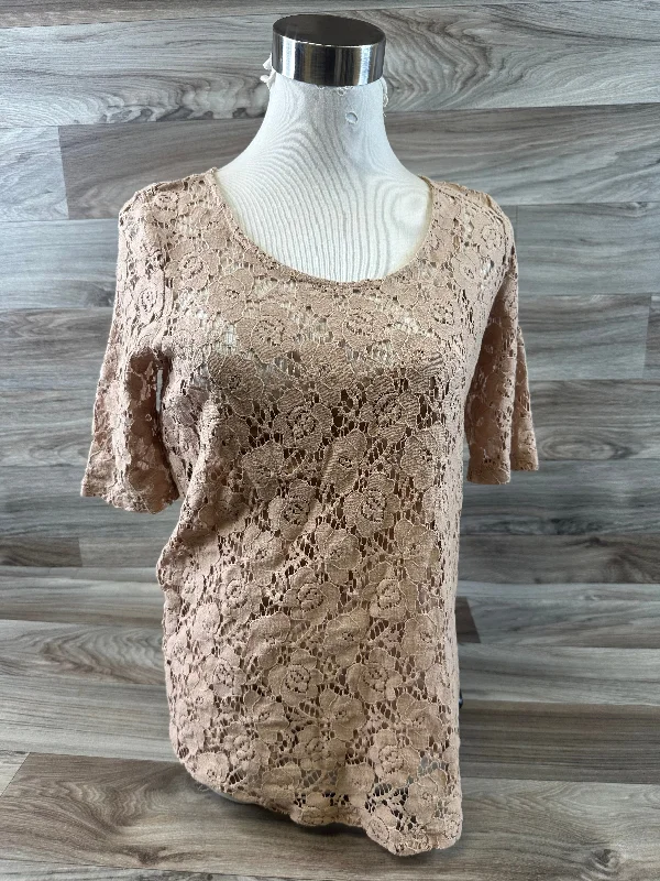 Tan Top Short Sleeve Ny Collection, Size M