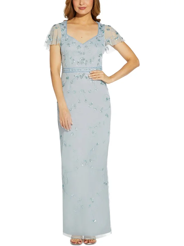 Womens Embellished Maxi Evening Dress