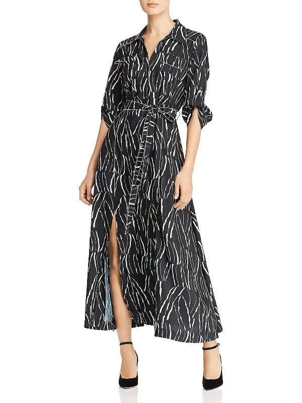 Womens Printed Slit Maxi Dress